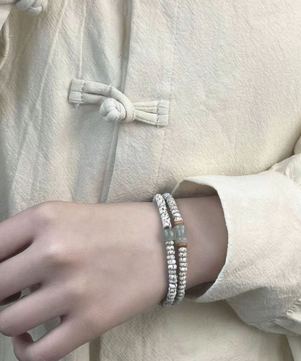 White Jade Bodhi Seed Double Circle Bracelet