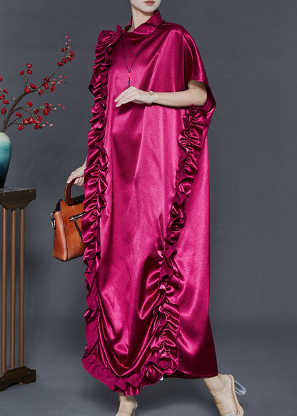 Diy Mulberry Stand Collar Ruffled Silk Dresses Summer