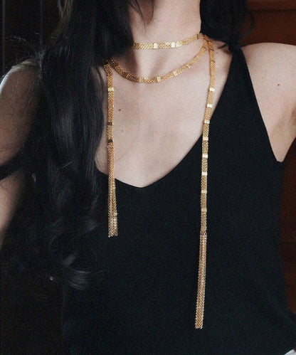 Gold Copper Overgild Multi Layer Tassel Pendant Necklace