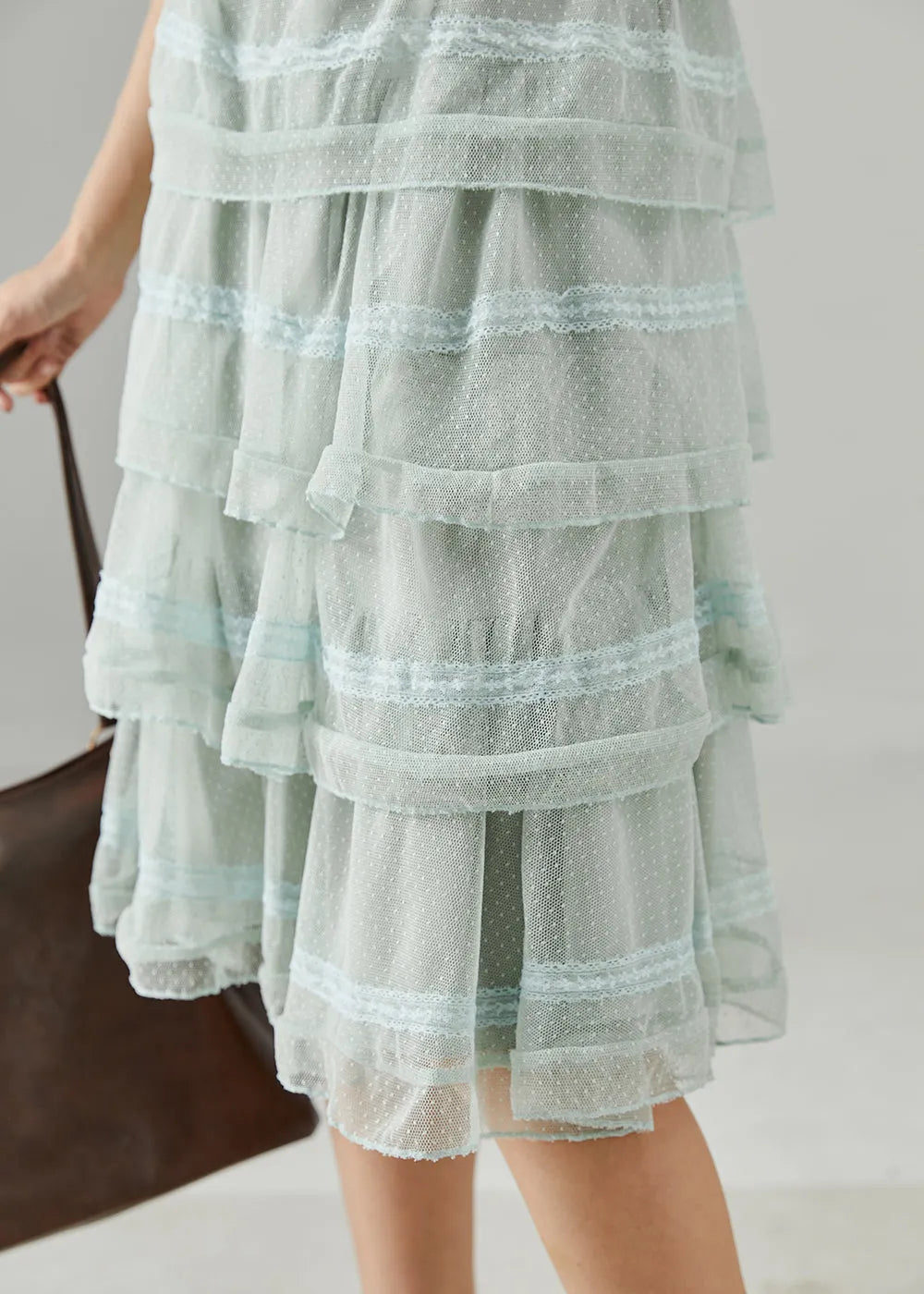 Light Blue Patchwork Tulle Summer Dress