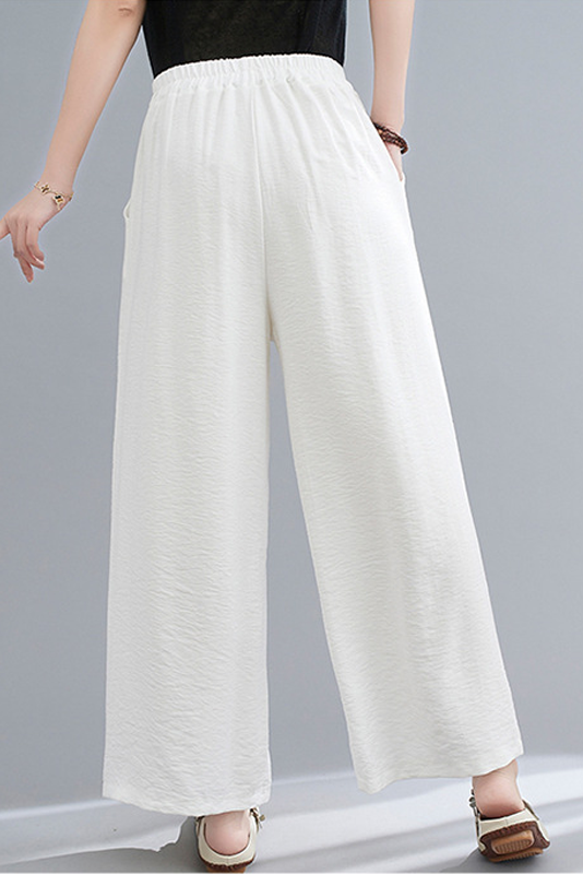 -summer Linen Pants Color Loose Wide Leg Pants