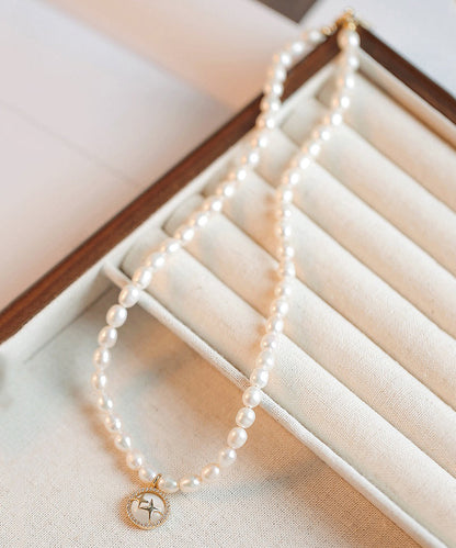 White Alloy Pearl Cat Eye Stone Pendant Necklace