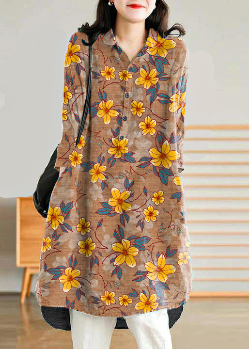 Jade Brown- Linen Linen Shirt Dress