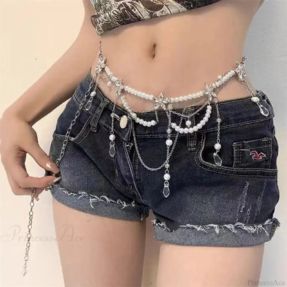 Adornments Dark Multilayer Fringes Bead Waistband