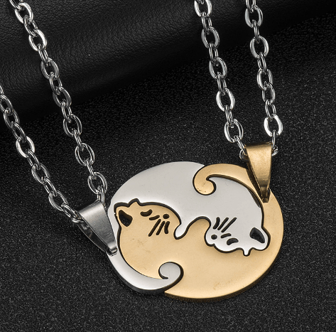 Cat Couple Necklaces for Feline-loving.