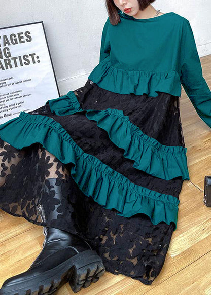 Black Ruffles Fall Lace Dresses