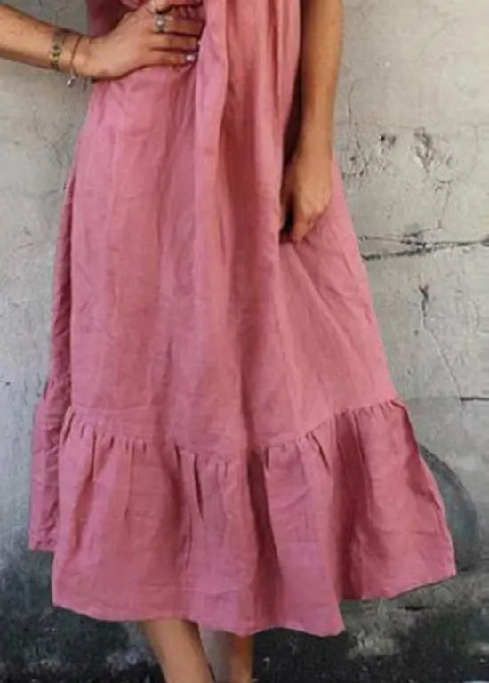 Blue Ruffled Patchwork Cotton Spaghetti Strap Dress Summer