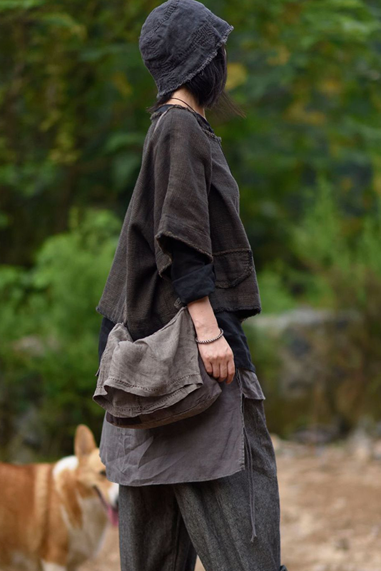 Fall New Retro Linen Washed Raw Edge Short Outerwear