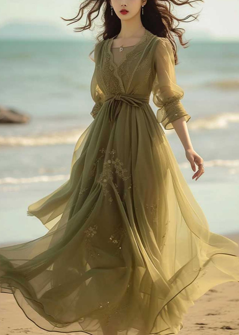 New Green Lace Chiffon Dress Bracelet Sleeve