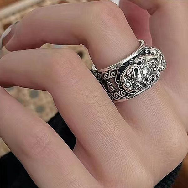 Sterling Silver God of Wealth Mantra Pixiu Rings