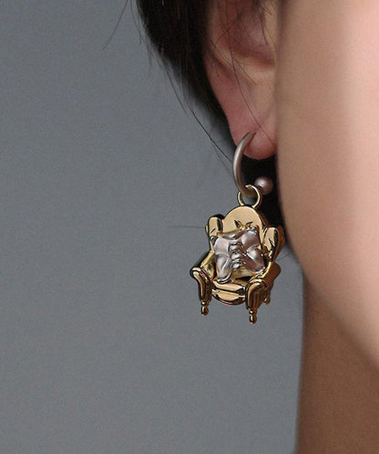 Original Design Gold Sterling Silver Overgild Sofa Style Drop Earrings