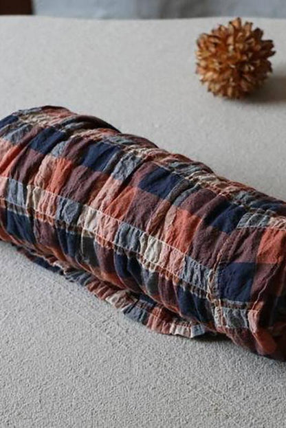 Plaid Loose Linen Wide Leg Pants