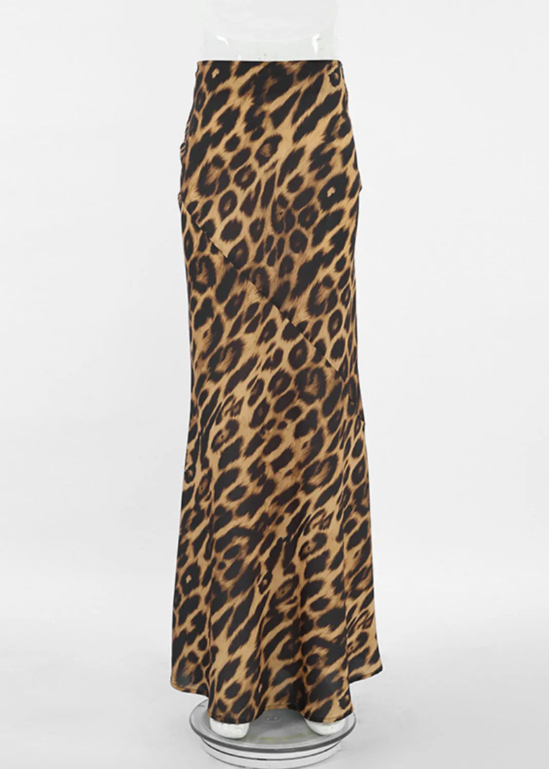 Leopard Slim Fit High Waist Cotton Maxi Skirt Summer