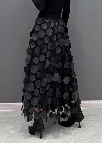 Black Dot Patchwork Tulle Skirt Fall