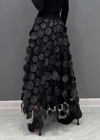 Black Dot Patchwork Tulle Skirt Fall
