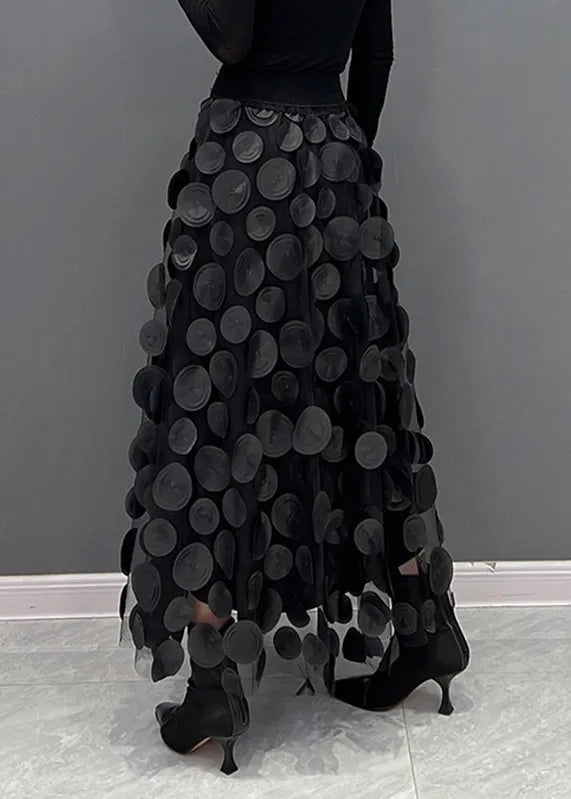 Black Dot Patchwork Tulle Skirt Fall