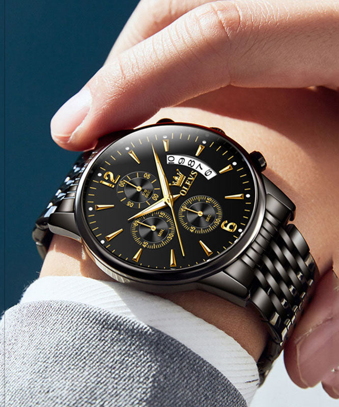 Gold Stainless Steel Quartz Movement Machinery Watches