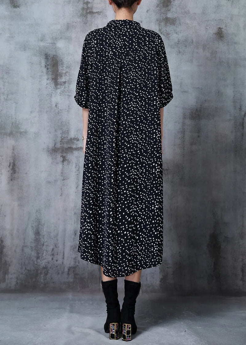 Black Oversized Print Chiffon Vacation Dresses Summer