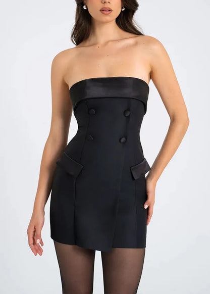 Summer Khaki Strapless Short Skirt Exposed Back