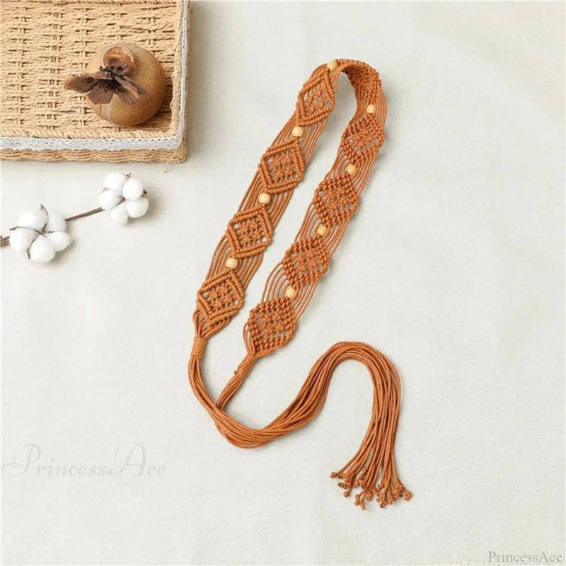 Dark Beach Plaited Waist Cord Belt