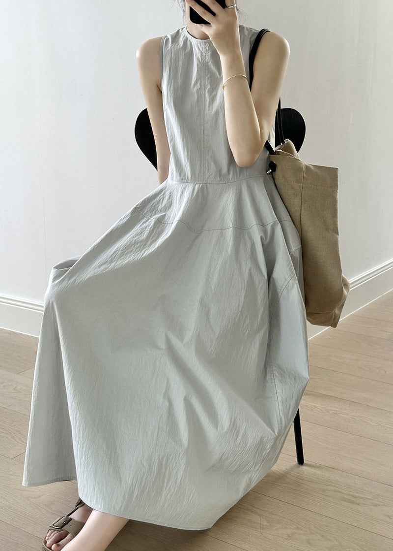 Green Patchwork Cotton Long Dress Zippered Fall