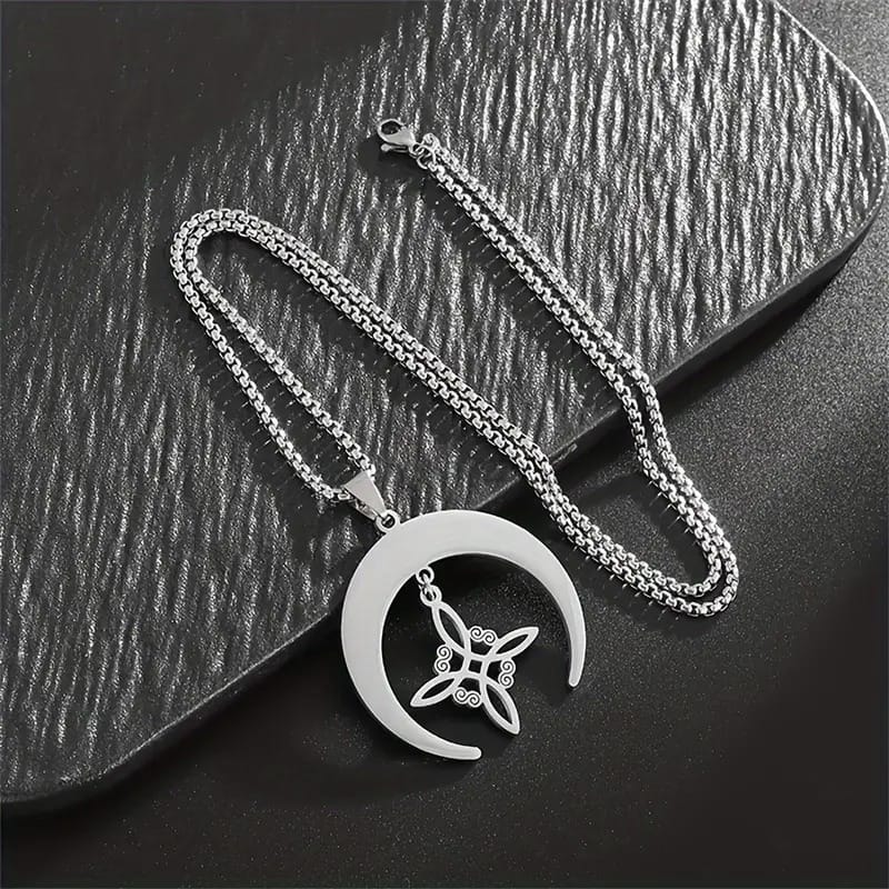 Witches Knot Crescent Moon Necklace