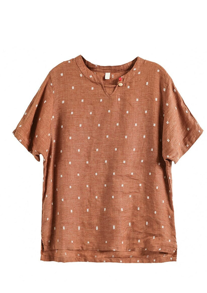 Retro Linen Embroidery Summer Tops