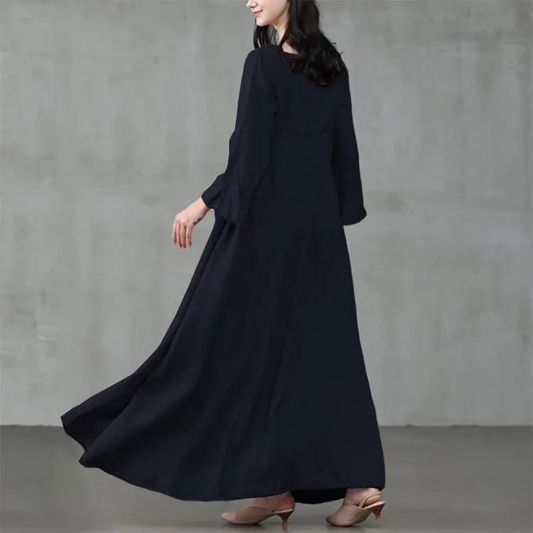 Summer Vacation Dress Spring Outfit Retro Dress With Large Pendulum Linen