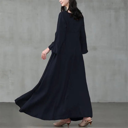 Summer Vacation Dress Spring Outfit Retro Dress With Large Pendulum Linen
