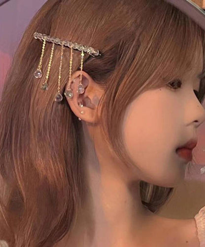 Diy Nude Alloy Crystal Tassel Hairpin