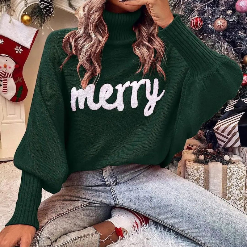 Festive Sweater for Women with Turtleneck