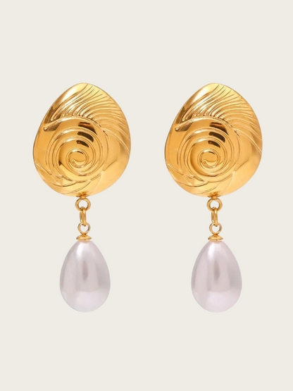 Crimson Stainless Pearl Earrings