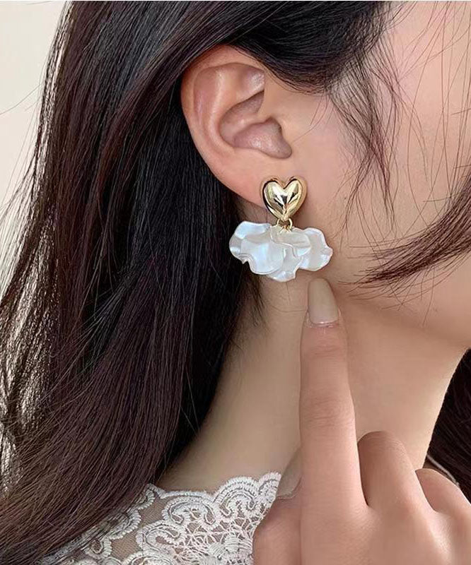Fine White Sterling Silver Love Drop Earrings