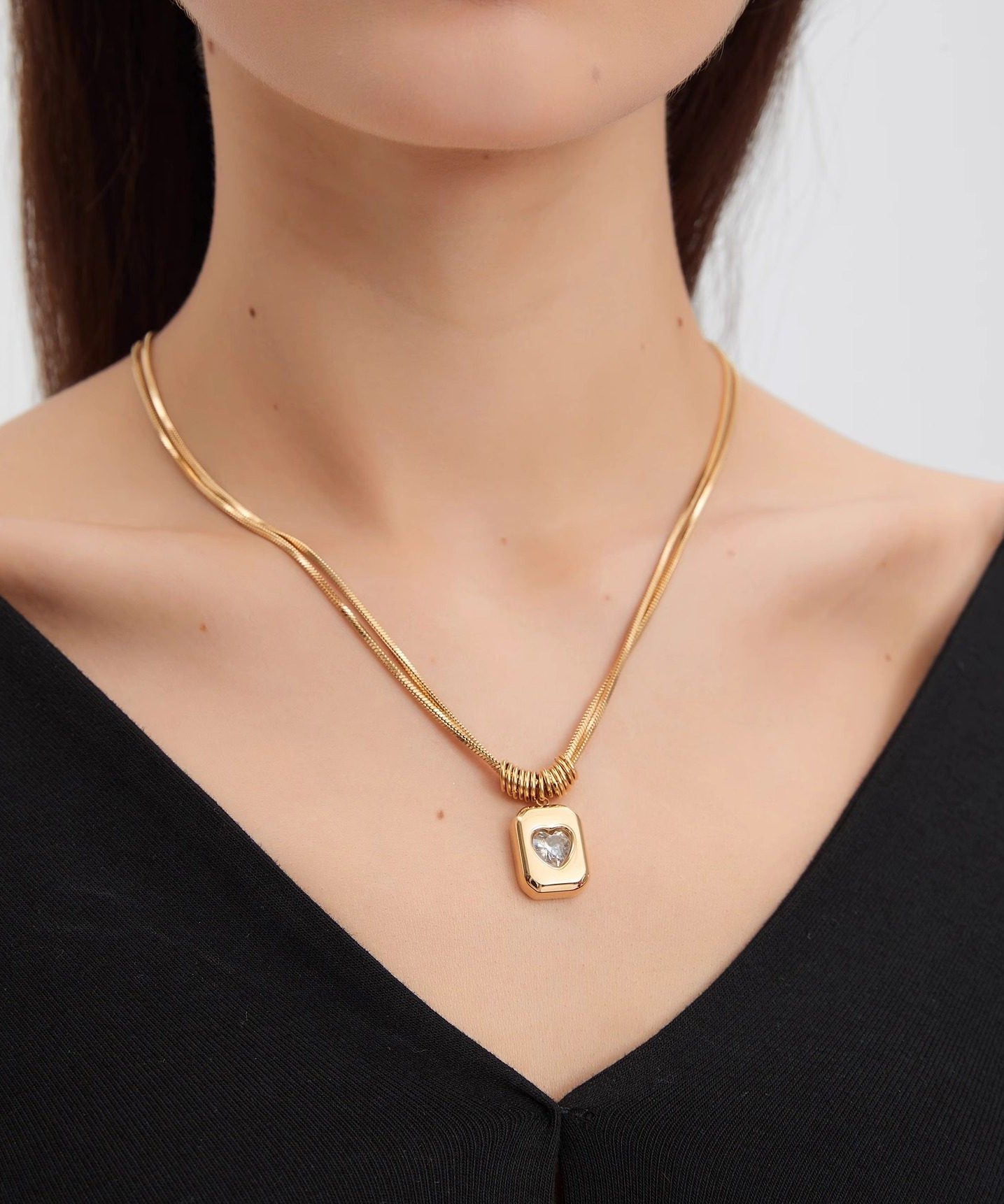 Classy Golden Zircon Tungsten Steel Lariat Necklace