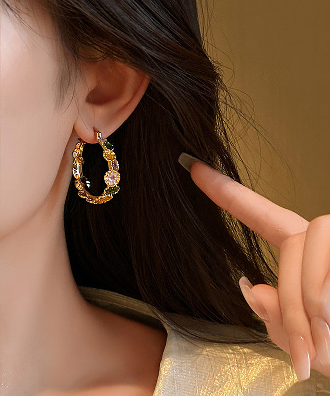 Oversize Gold Copper Alloy Drip Glaze Hoop Earrings