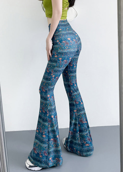 Red Print Elastic Waist Nylon Bottom Trousers