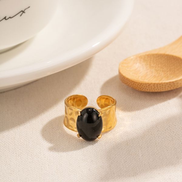 Natural Black Obsidian Noble Fine Rings