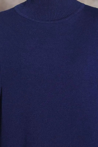 Pure Color Knitted High Neckline Dress