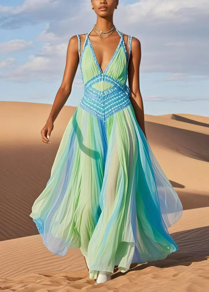 Tie Dye Exra Large Hem Chiffon Cami Dresses Summer