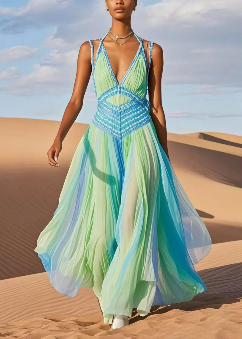 Tie Dye Exra Large Hem Chiffon Cami Dresses Summer