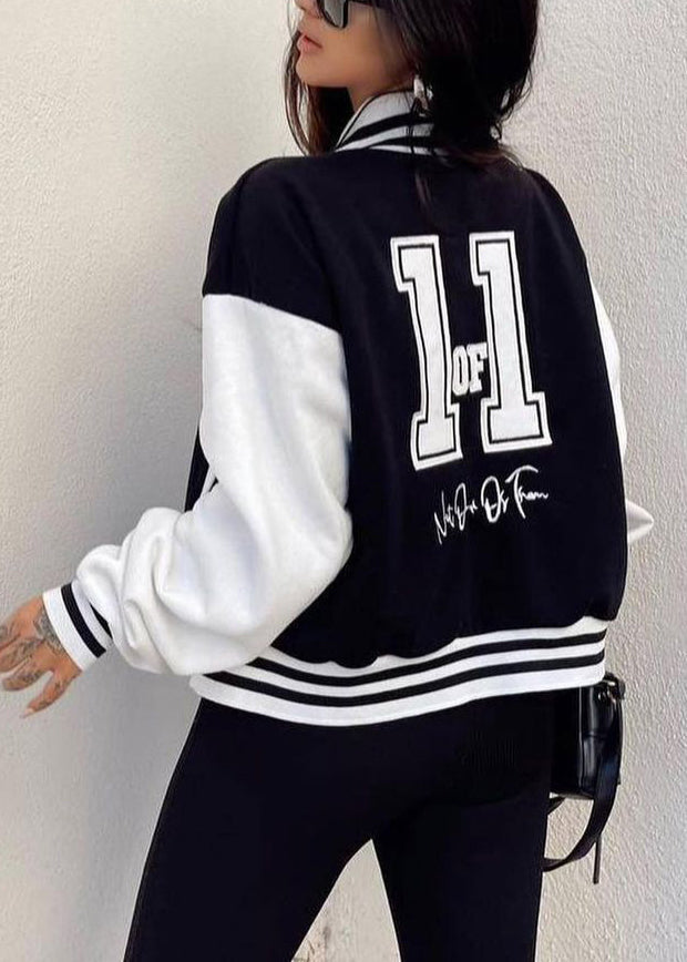 Green Printed Thick Baseball Uniform Coat Autumn