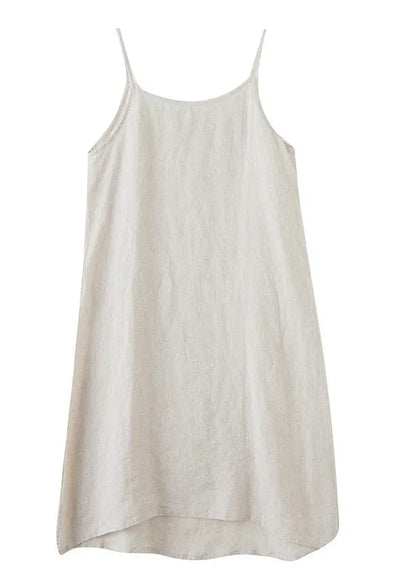 Linen Colour Spaghetti Strap Dress Sleeveless