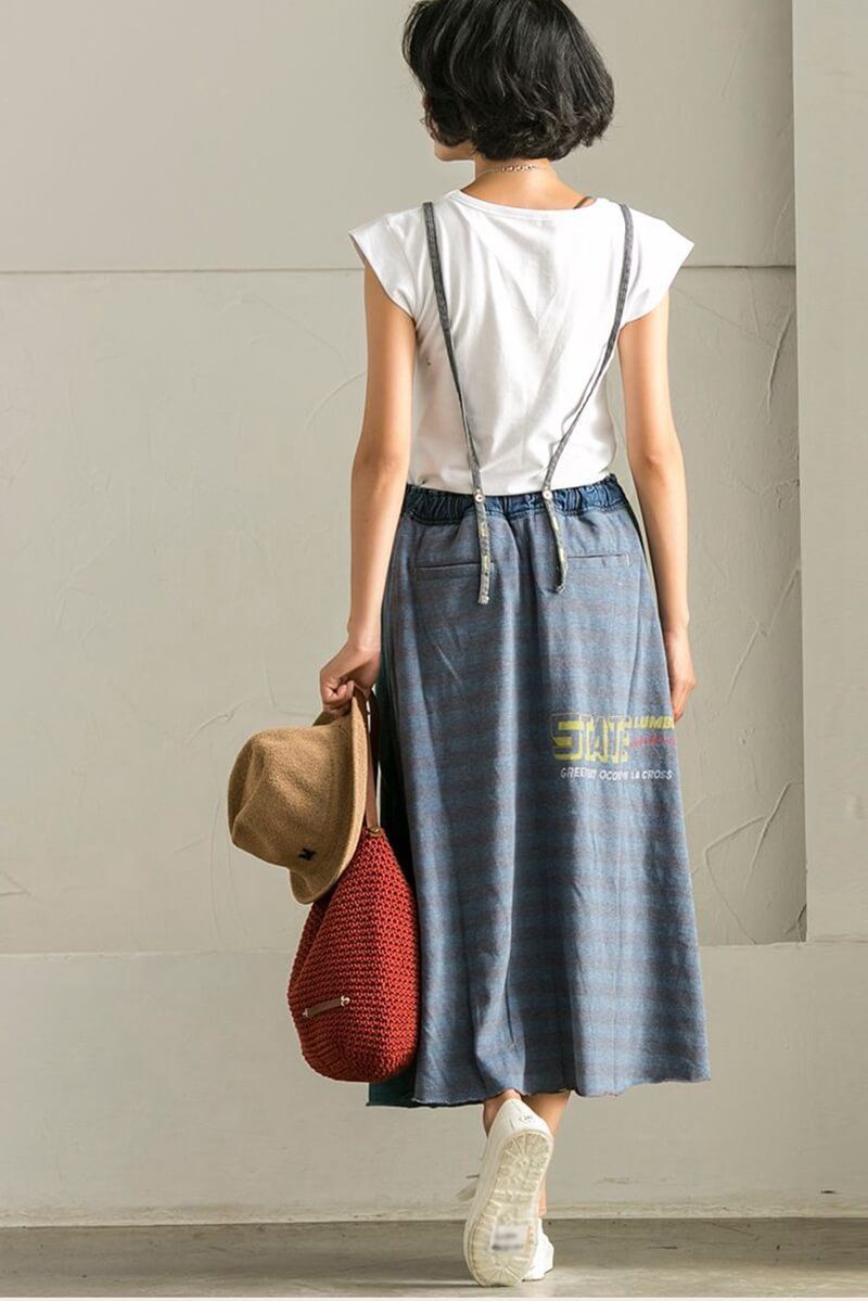 Korean Style Denim Suspender Skirt