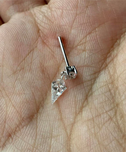 Modern Nude Sterling Silver Zircon Water Drop Tassel Drop Earrings