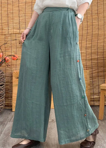 Aqua High Waist Linen Long Pants
