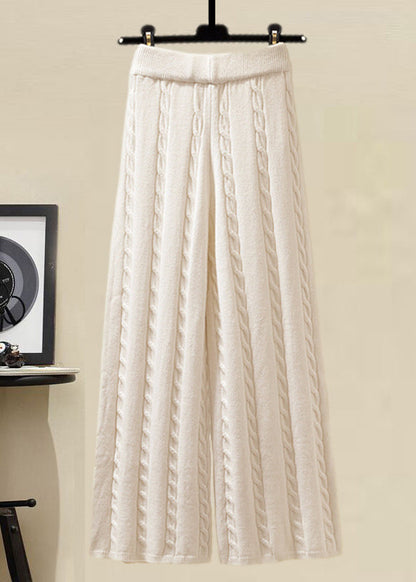 Style Apricot O Neck Sweaters and Skirts Knit Two Pieces Set Fall
