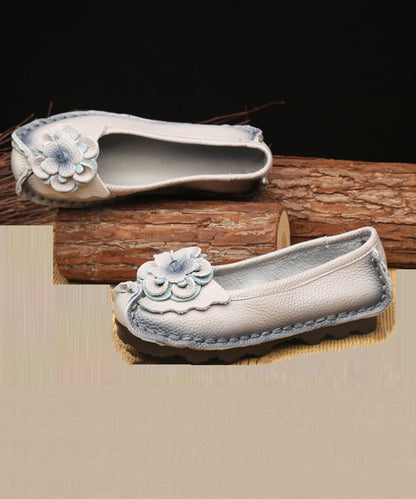 Light Grey Flower Splicing Flat Shoes