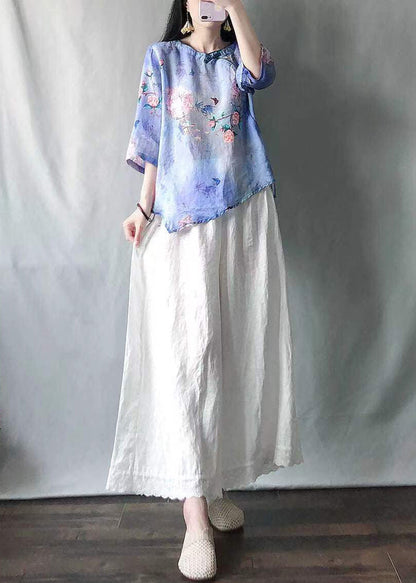 Light Green O-neck Print Shirts and Maxi Skirts Two Pieces Set Summer