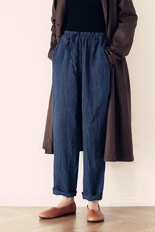 Wowen Linen Elastic Waist Turnip Pants