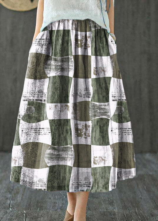 Style Red Flower Patchwork a Line Skirts Ramie